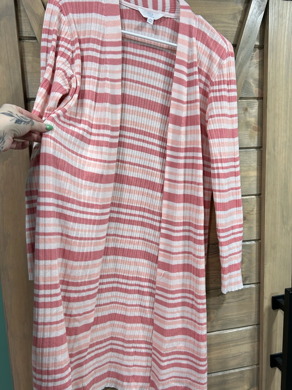 Peach & Pink Striped Duster Cardigan